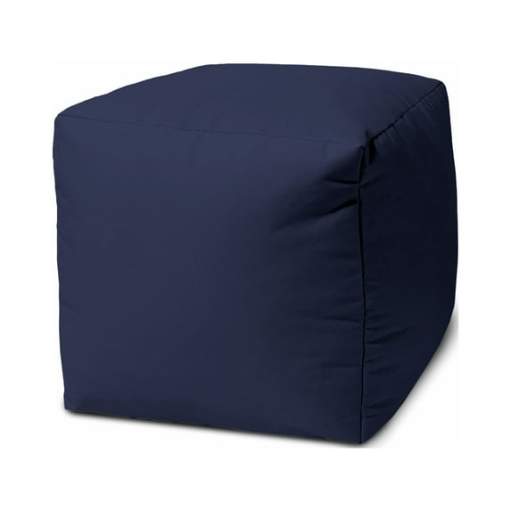 17 Cool Warm Indigo Blue Solid Color Indoor Outdoor Pouf Ottoman