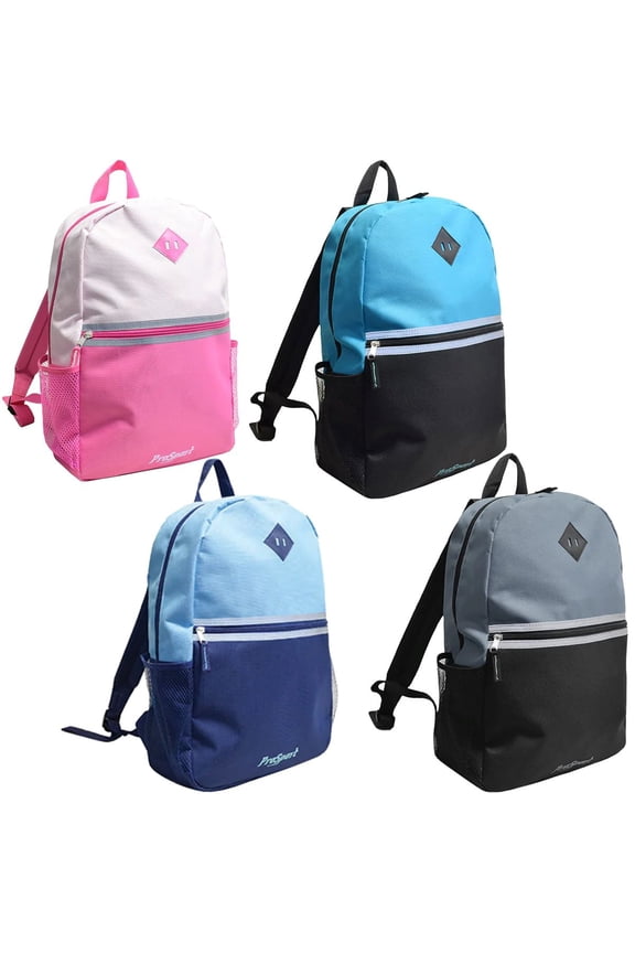 17" Diamond Patch Multi Color Backpacks - Bulk Case of 24 Bookbags