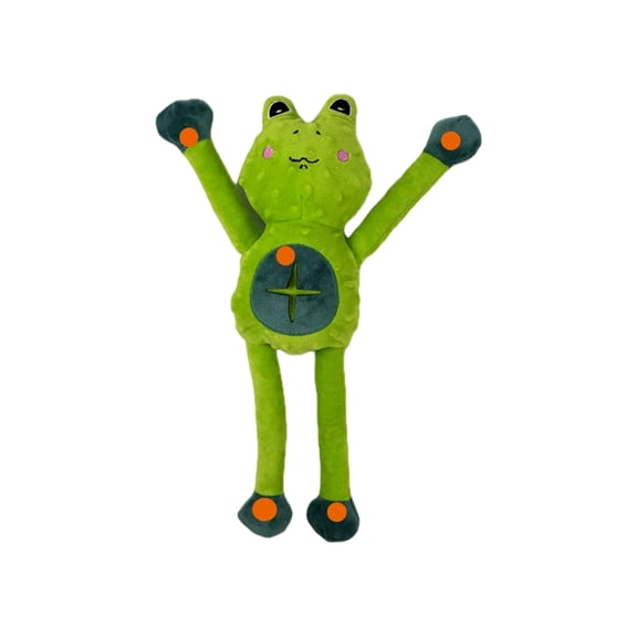 17" Dog Toys for Aggressive Chewers Small Dogs, Multi-functional Frog Squeaky Dog Plush Toy, Interactive Tug of War and Hide-and-seek Chew Toy for Small Dogs, Fun Easter Decorations Gift, Green