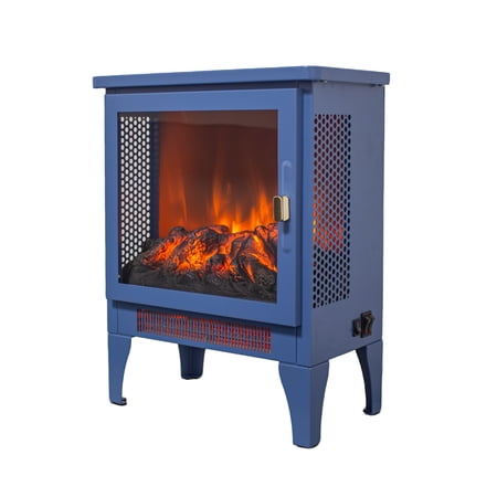 17" Electric Fireplace, 5000 BTU Freestanding Fireplace Heater with Realistic Flame & Log, Overheat Protection, 700W/1400W Switchable, CSA/UL Certification, Detachable Legs Fireplace for Bedroom