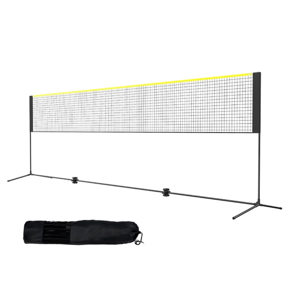 17 FT convenient Badminton Net Height Adjustable, Foldable Volleyball Pickleball Tennis Net with Poles, Stand, Carry Bag