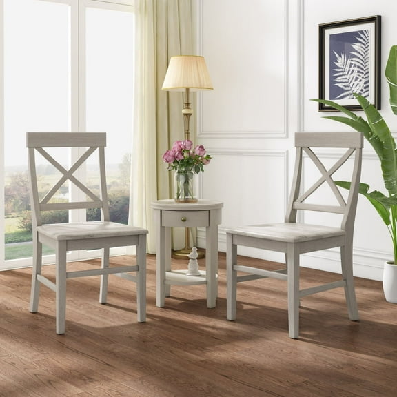 17" Farmhouse Acacia Wood Dining Chairs Set of 2, 4 Color