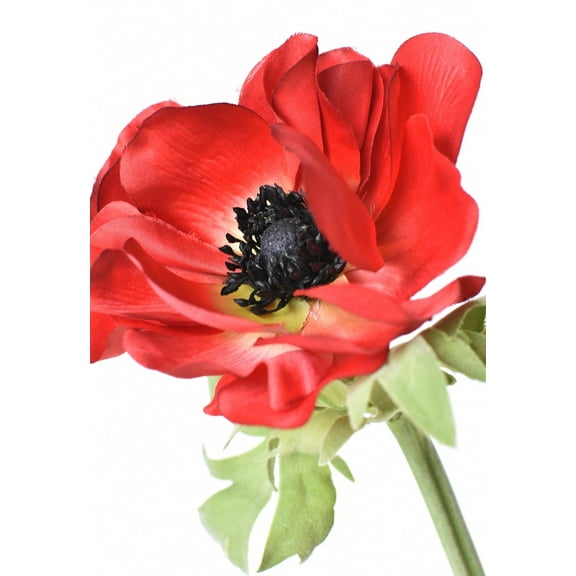 17" Faux Red Anemone Stem