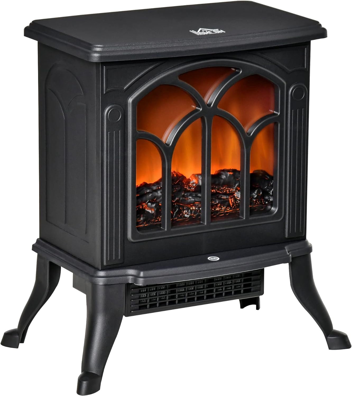 17" Freestanding Electric Fireplace Stove, Space Heater with Realistic