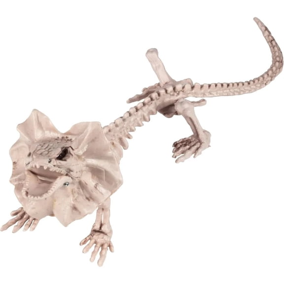 17" Frilled Lizard Skeleton Halloween Decoration Outdoor Agama Dragon Prop, Posable Indoor and Outdoor Party Prop, for Yard, Haunted House Seasonal