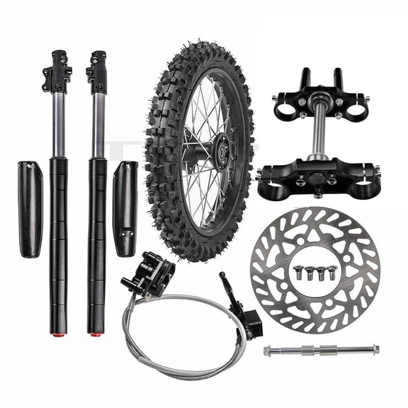 17" Front Wheel End 70/100-17 Tire and Rim with Brake Assembly + Front Forks and Triple Clamps 15mm Axle for Dirt Pit Bike Apollo Taotao SSR 125CC 140CC 150CC 160CC Motocross