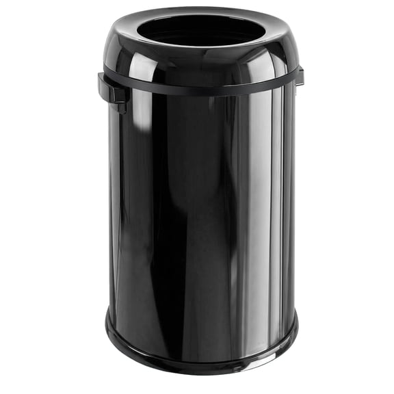 17 Gallon/65 Liter Trash Can with Open Top Stainless Steel Garbage Can for Restaurant Home Office - Spraying Varnish Black