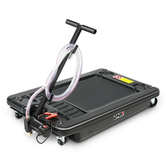 17 Gallon Electric Oil Drain Pan with Pump, Evacuation Hose, T-Handle, Low Profile for Trucks Buses RVs