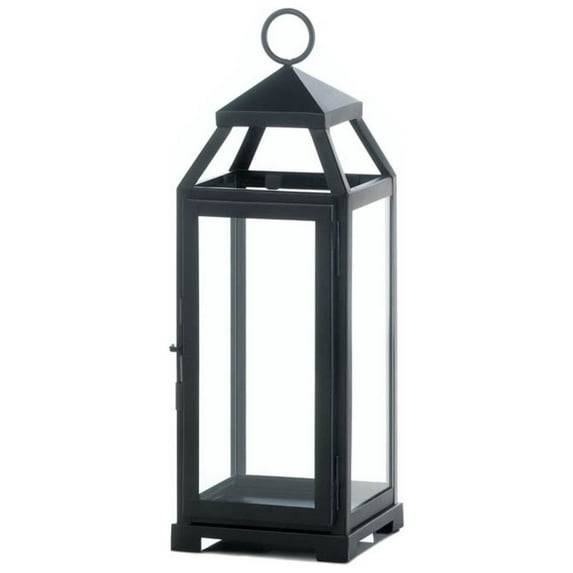 17" Gray Solid Contemporary Medium Lean Slate Candle Lantern