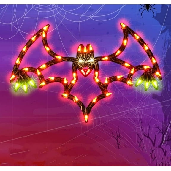 17" Halloween Decorations Window Silhouette Holiday Displays, Prelit LED Light Up Halloween Window Lights, Lighted Bat for Party Home Indoor Tabletop Halloween Ornamet (Halloween Bat)