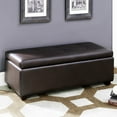 thumbnail image 1 of Brown Leather-Infused Fabric Contemporary Button Tufted Storage Ottoman, 1 of 2