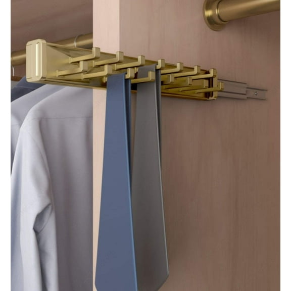 17-Hooks Designer Wardrobe Reversible Closet Tie Rack with 12 Inch Pullout Extension