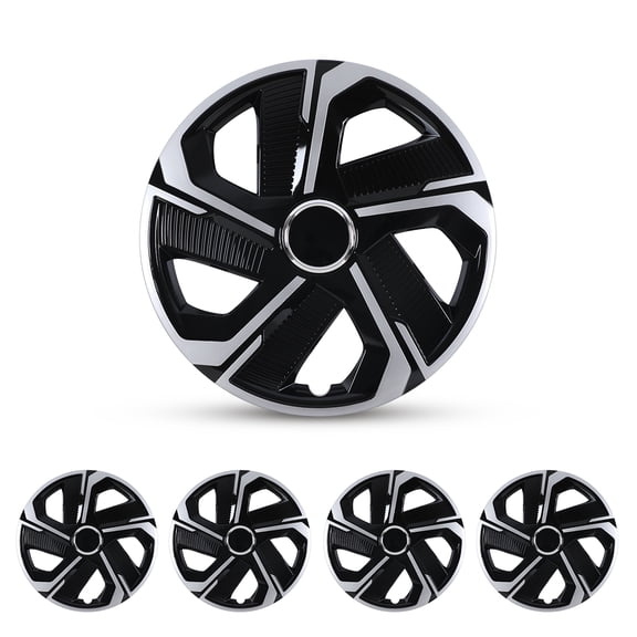 17" Hubcaps Snap Universal Wheel Rim Cover On Car Truck SUV PP Material for Car Accessories Wheel Covers Snap Clip Tire Rim Replacement, Set of 4 (17 Inch,Black Lacquer & Silver Lacquer)