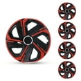 thumbnail image 1 of 17" Hubcaps Universal Wheel Rim Covers Snap On installation, [Only Fit Iron Hub & Steel Wheel] Heavy Duty PP Material (17 Inch Set of 4, Black Lacquer & Red Lacquer ), 1 of 9
