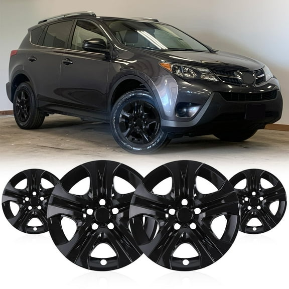 17" Hubcaps for Toyota RAV4 2013-2018 Steel Wheels, R17 Car Hubcaps Snap On Installation 17 Inch Wheel Rim Cover Set of 4, Black Lacquer