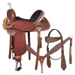 17 In Comfytack Western Horse Barrel Racing Trail Pleasure American Leather Saddle Tack Set With Reins Brown