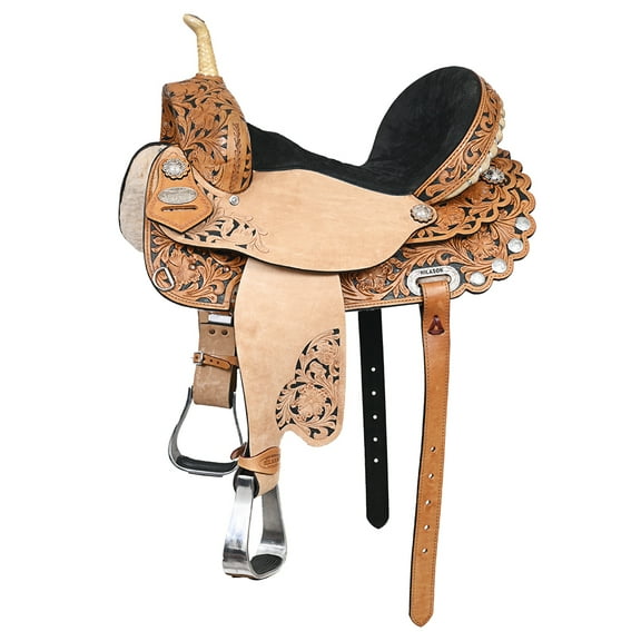17 In Flex Tree Western Horse Saddle In American Leather Trail Barrel By Hilason