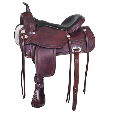 17 In HILASON Western Horse Saddle American Leather Flex Tree Trail & Pleasure Mahogany