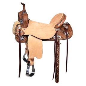 17 In Hilason Western Horse Barrel Flex Trail Saddle American Leather Brown
