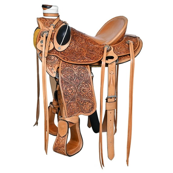 17 In Hilason Western Horse Saddle Wade Ranch Roping American Leather Tan