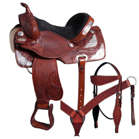 17 In Hilason Western Horse Treeless Saddle American Leather Trail Barrel Tack