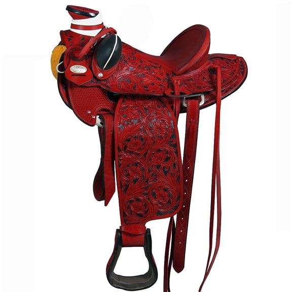 17 In Hilason Western Horse Wade Saddle American Leather Ranch Roping Mahogany