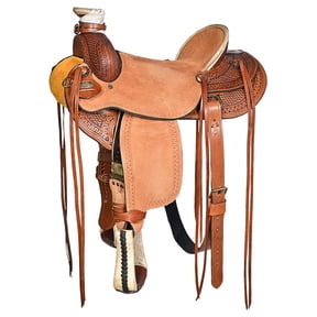 17 In Western Horse Basketweave Saddle American Leather Wade Ranch Roping Brown Hilason