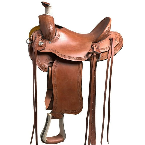 17 In Western Horse Saddle American Leather Ranch Roping Trail Hilason Mahogany