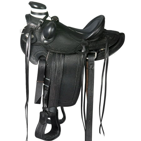 17 In Western Horse Wade Saddle American Leather Ranch Roping Black Hilason