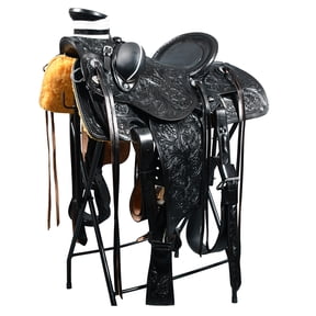 17 In Western Horse Wade Saddle American Leather Ranch Roping Black Hilason