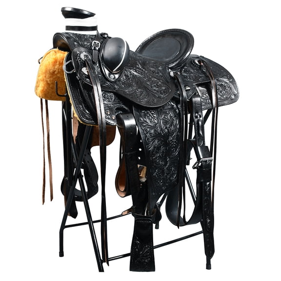 17 In Western Horse Wade Saddle American Leather Ranch Roping Black Hilason