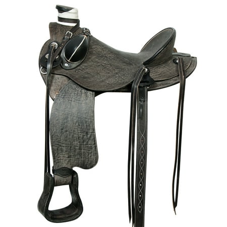 17 In Western Horse Wade Saddle American Leather Ranch Roping Black Hilason