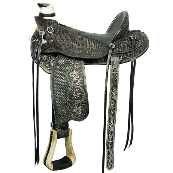 17 In Western Horse Wade Saddle American Leather Ranch Roping Black Hilason