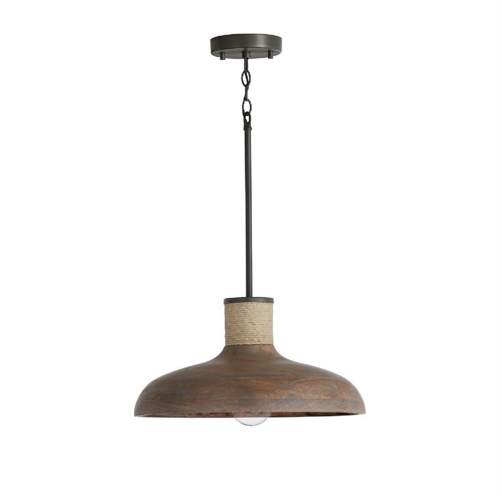 Grey Wash Iron Silk Farmhouse Pendant Light with Jute Rope