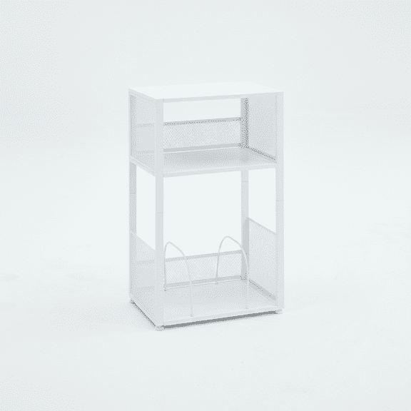 edx 3-Tier Iron Mesh CD Storage Rack & Record Player Stand, Multi-Use Organizer with U-Shaped Dividers, Anti-Rust & Sturdy, for Home/Office/Bedroom,White