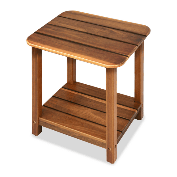17-Inch Acacia Adirondack Side Table – Weather-Resistant Indoor Outdoor End Table, Sturdy Design for Balcony, Patio, Pool, Porch, Living Room