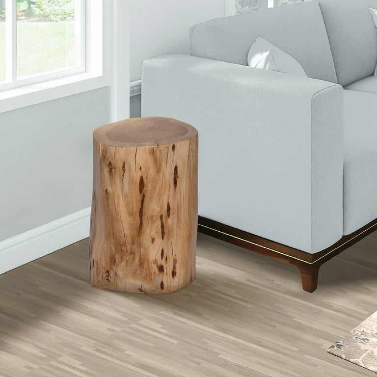 17 Inch Accent Stump Stool End Table Live Edge Acacia Wood Log