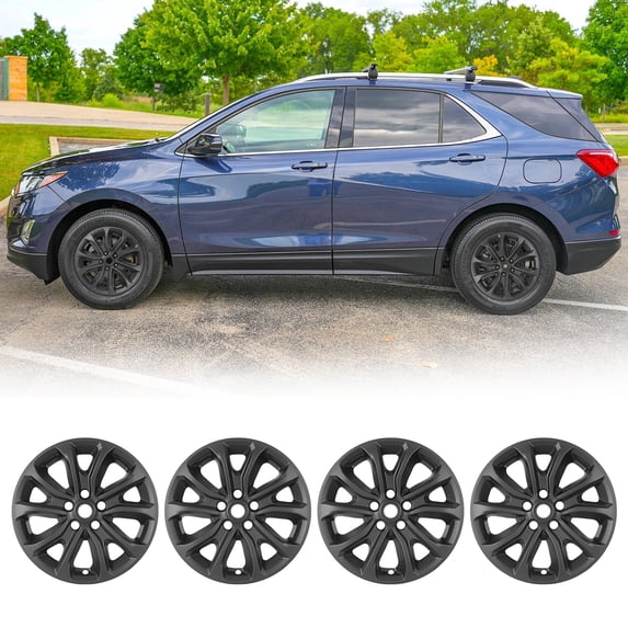 17 Inch Alloy Wheel Skin Covers for 2018-2021 Chevrolet Chevy Equinox, 17'' Hubcaps ABS Material Rim Covers Snap-On Installation(4PCS, Matte Black)