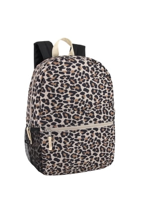17 inch Backpack for Travel & Commute, Zippered Front & Mesh Side Pockets, Padded Straps (Lit Leopard)