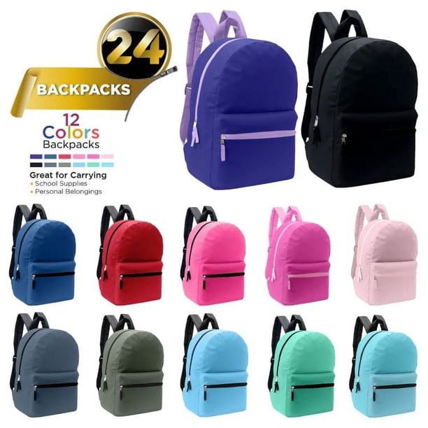 17 Inch Basic Backpack in 12 Colors - Bulk Case of 24 Backpacks ...