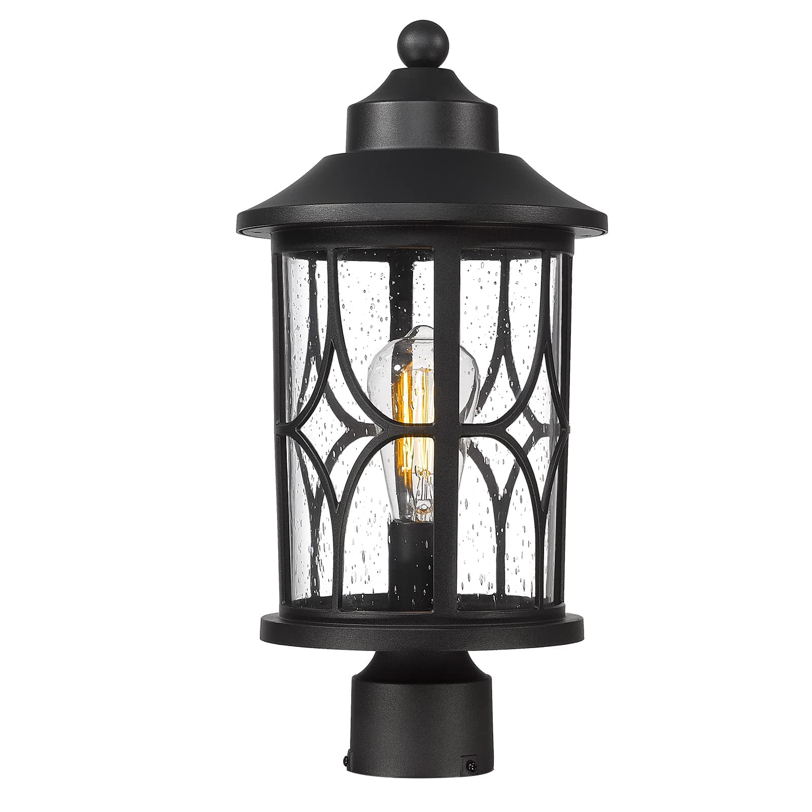17Inch Black Farmhouse Exterior Post Light Fixture Modern Outdoor Pole