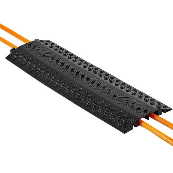 17-Inch Cable and Hose Ramp, 500 Pounds per Axle Capacity, Low-Profile Drop-Over Cover for Floor Cords in High Traffic Zones, Ideal for Warehouse, Office, Home Indoor/Outdoor - 1 Unit