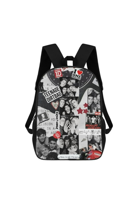 17 Inch Casual Shoulder Bookbag, One Direction Backpack Knapsack Travel Bag Outdoor Hiking