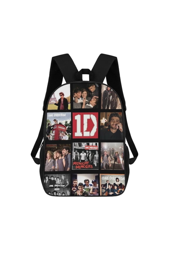 17 Inch Casual Shoulder Bookbag, One Direction Backpack Knapsack Travel Bag Outdoor Hiking