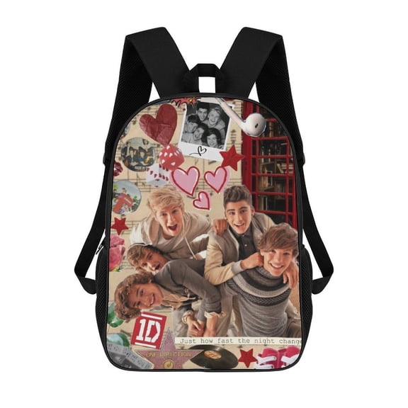 17 Inch Casual Shoulder Bookbag, One Direction Backpack Knapsack Travel Bag Outdoor Hiking