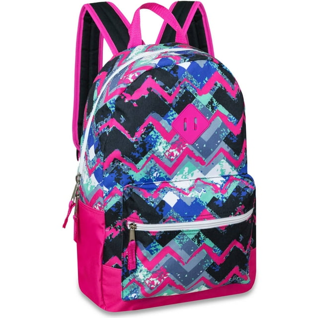 17 Inch Chevron Printed Backpack with Front Accessory Pocket