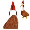 thumbnail image 1 of 17 Inch Christmas Porch Goose Costume, Fuzzy Goose Outfit with Shawl & Bow Headband, Holiday Clothes for Lawn Goose Statue, Front Porch, Yard & Patio Decor, 1 of 9