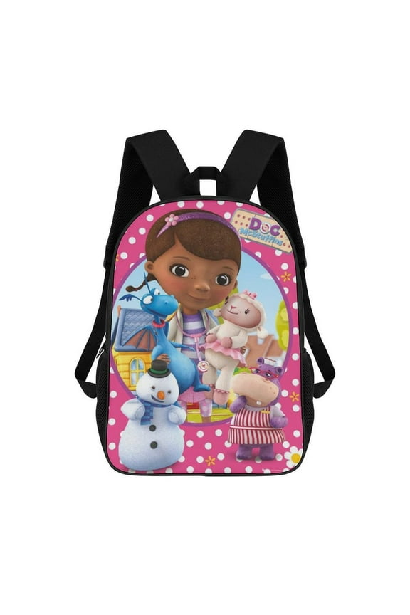 17 Inch Classic Shoulder Bag, Doc McStuffins Backpack Travel Knapsack Lightweight Daypack Outdoor