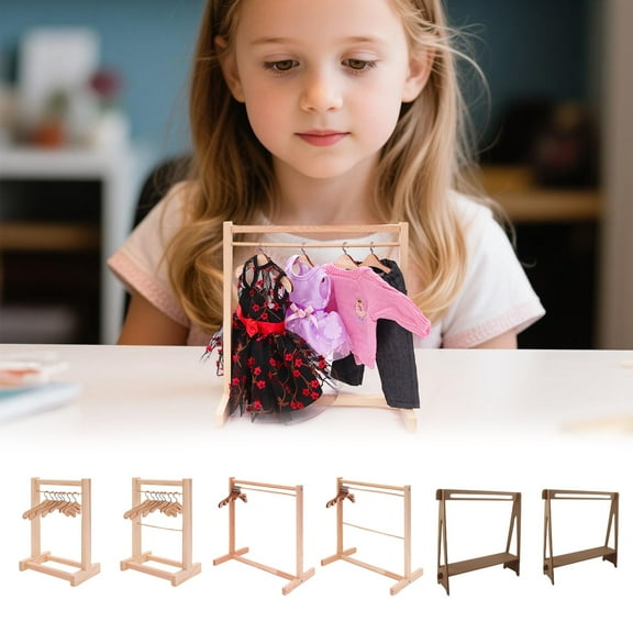 17 Inch Doll Storage Closet, Wardrobe With 20Cm Double Hanger, 1-Unit Storage Cabinet For 14+ Teens To Organize 17 Inch Doll Outfits And Accessories, 2-Tier Design For Easy