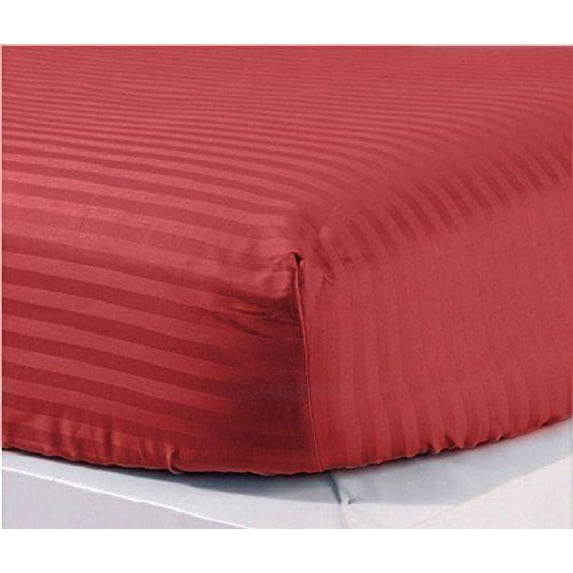 17 Inch Extra Deep Fitted Sheet/Bottom Sheet (Cal King, Stripe Burgundy) - 1800 Series Brushed Microfiber - Deep Pocket Fitted Sheet by The Great American Store